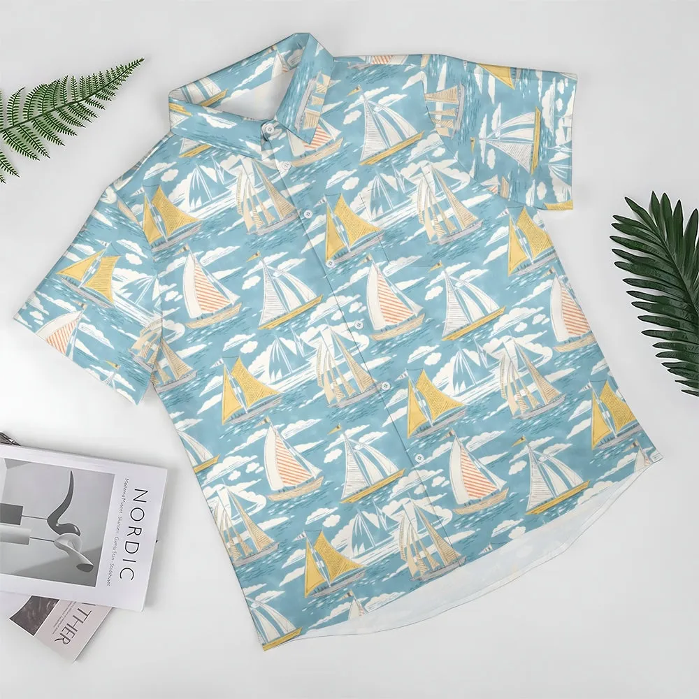 Sailboat Casual Short Sleeve Shirt 2405000206