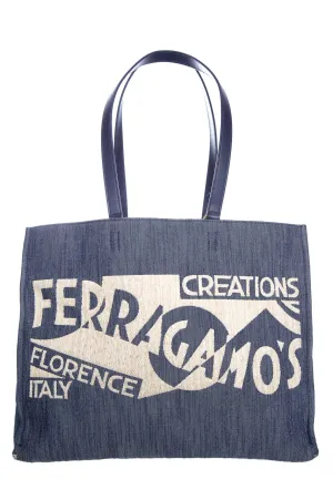 Salvatore Ferragamo Denim Logo Tote