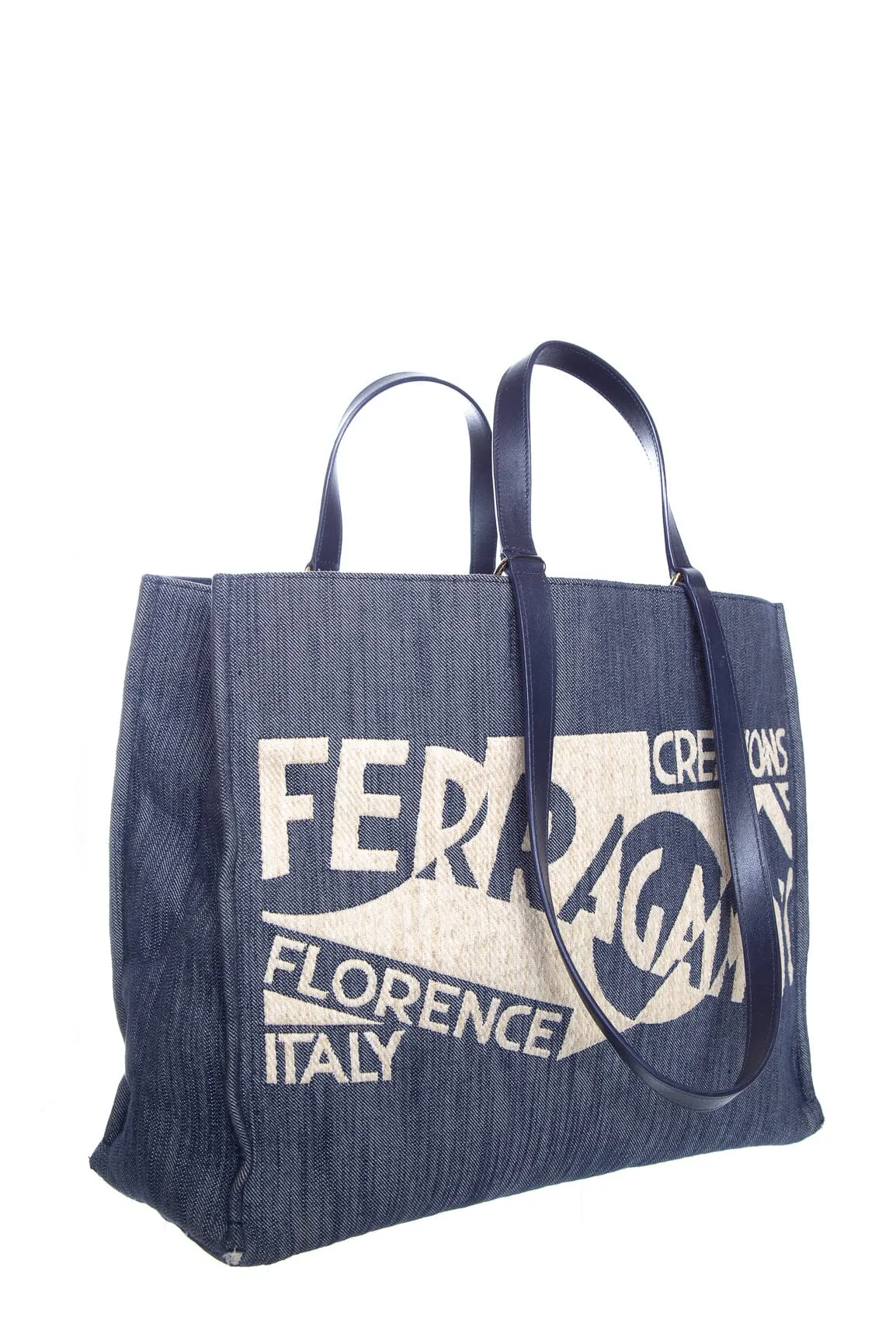 Salvatore Ferragamo Denim Logo Tote