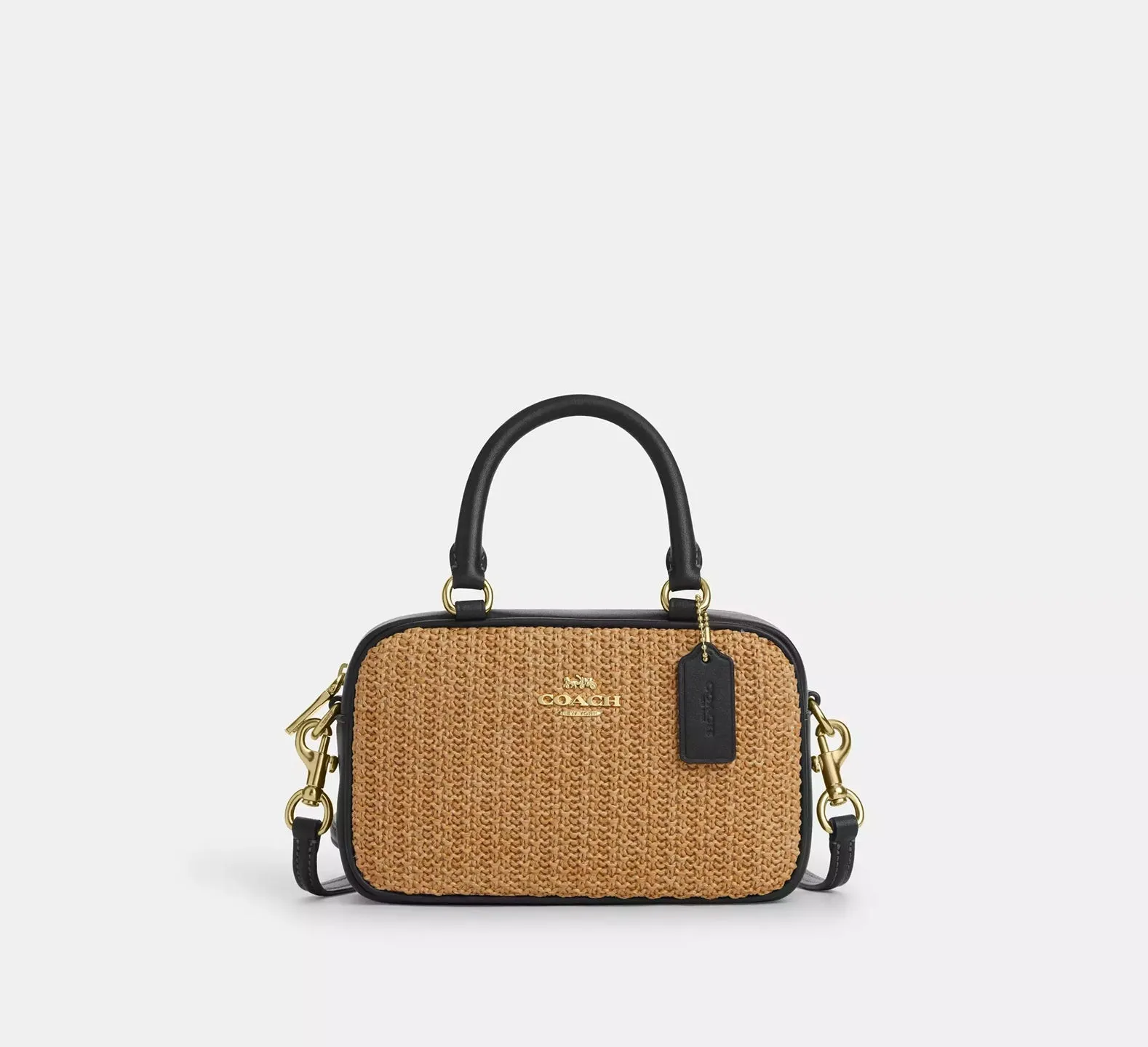 Satchel Crossbody Bag Straw Toast Black Coach