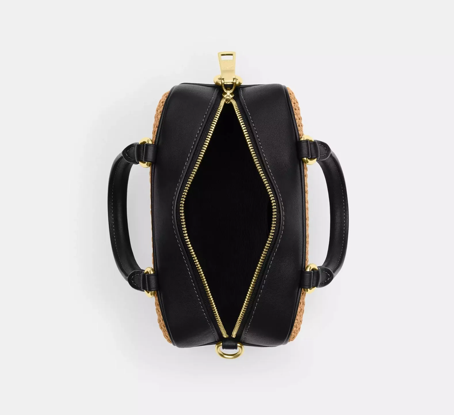 Satchel Crossbody Bag Straw Toast Black Coach