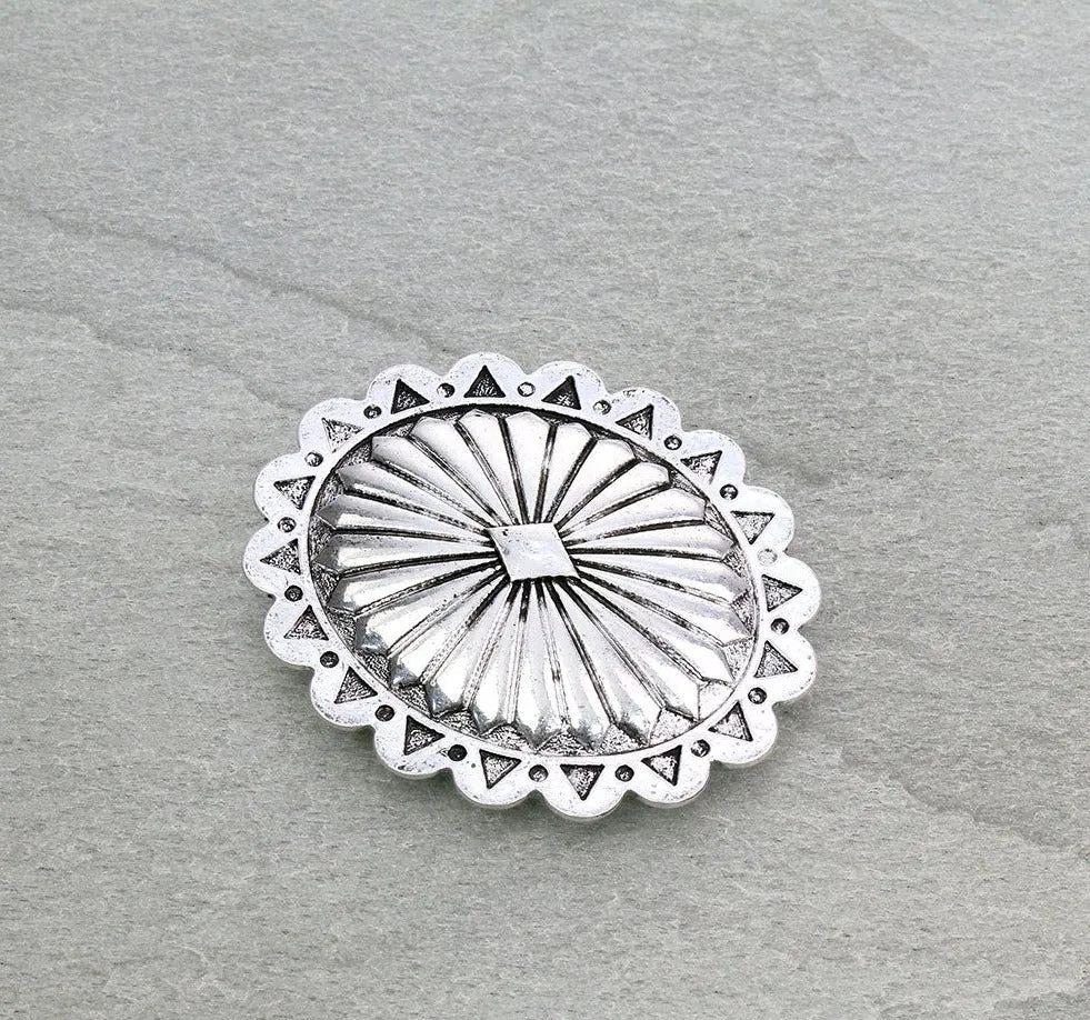 Scalloped Edge Fashion Concho Belt Buckle