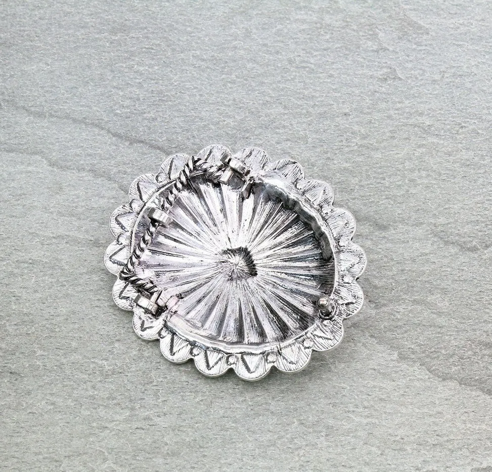 Scalloped Edge Fashion Concho Belt Buckle