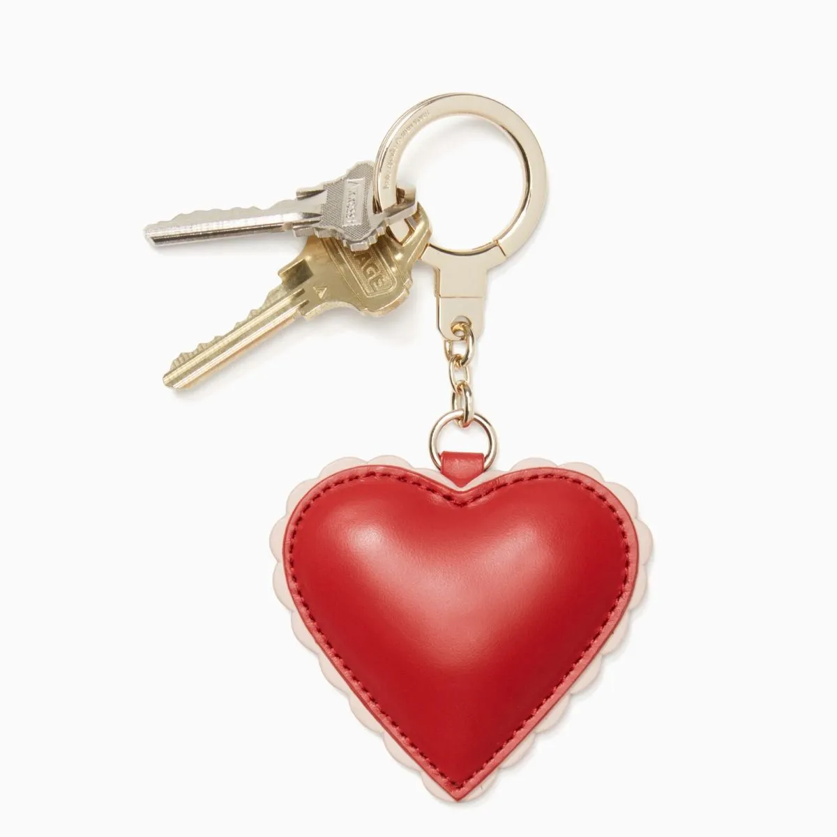 Scalloped Leather Heart Keychain
