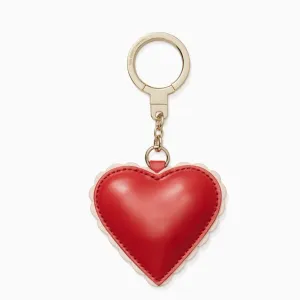 Scalloped Leather Heart Keychain
