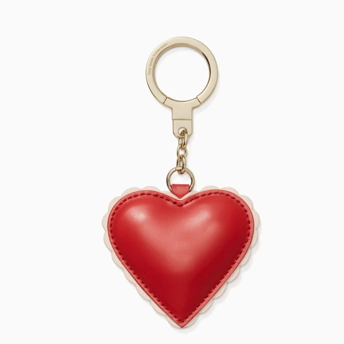 Scalloped Leather Heart Keychain