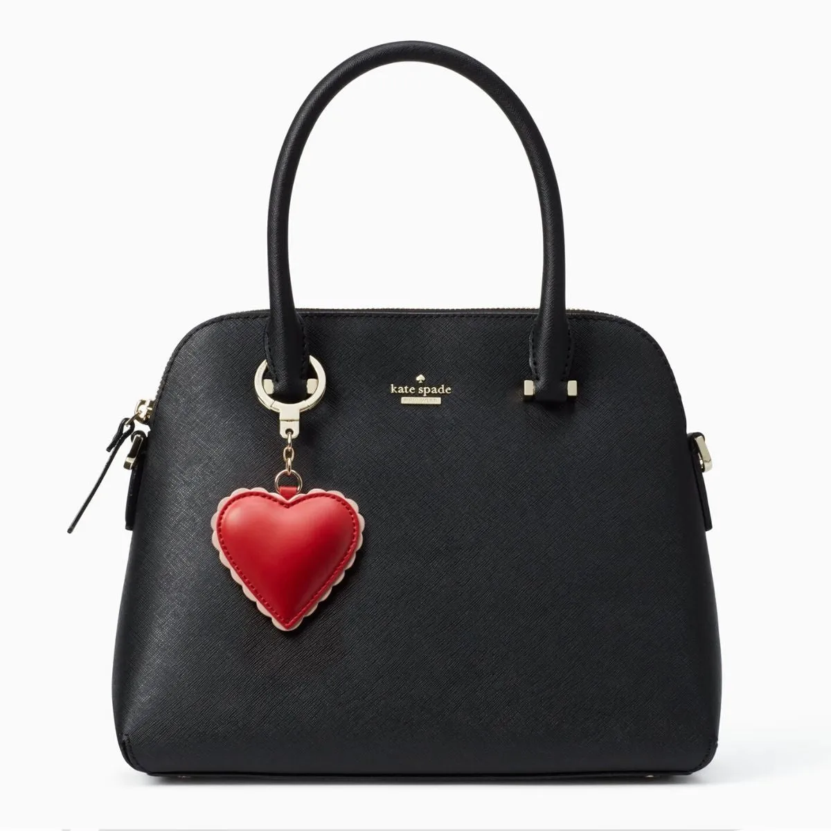 Scalloped Leather Heart Keychain