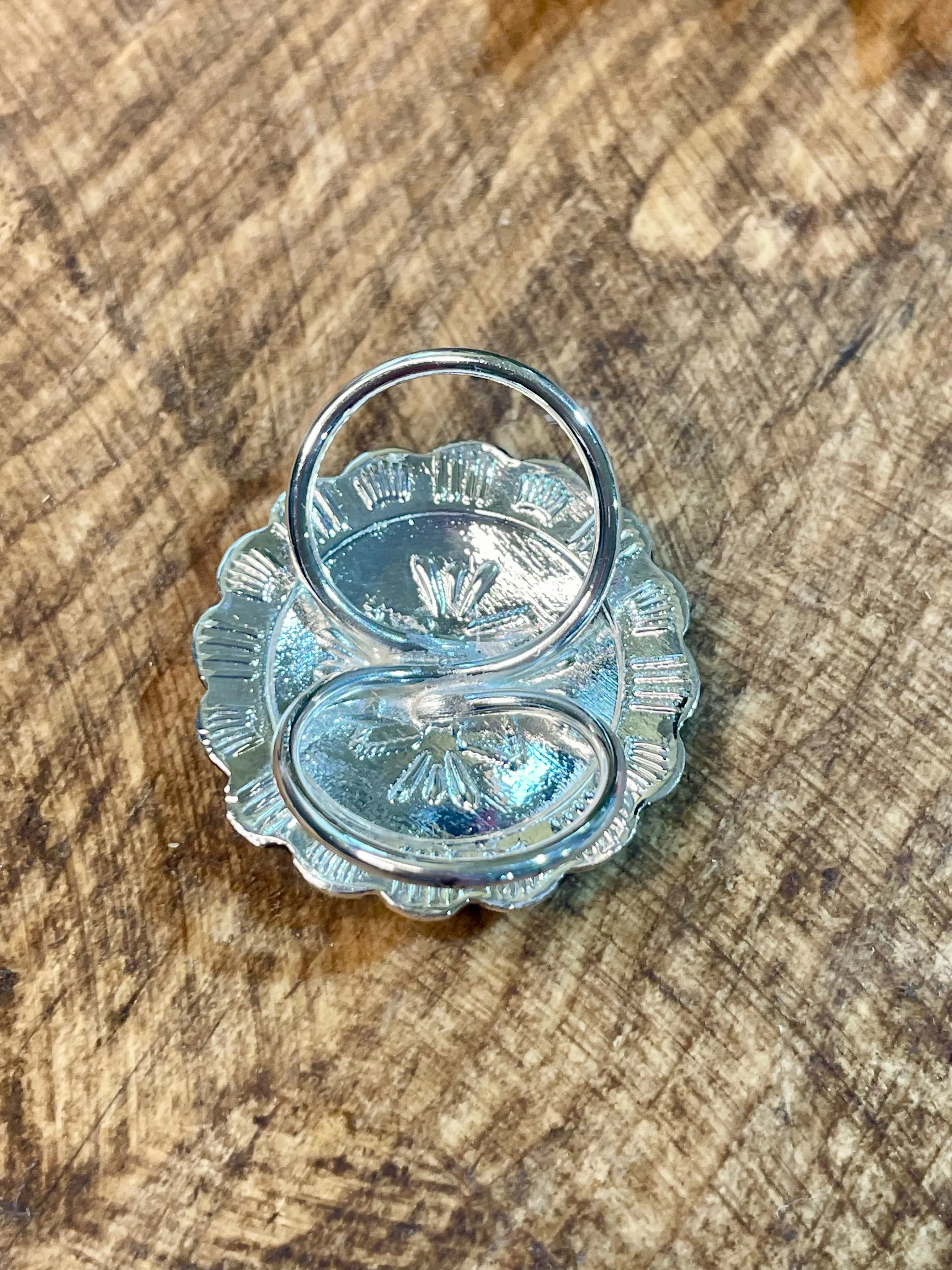 Scalloped Round Stamped Concho Scarf Slide - 1.25"