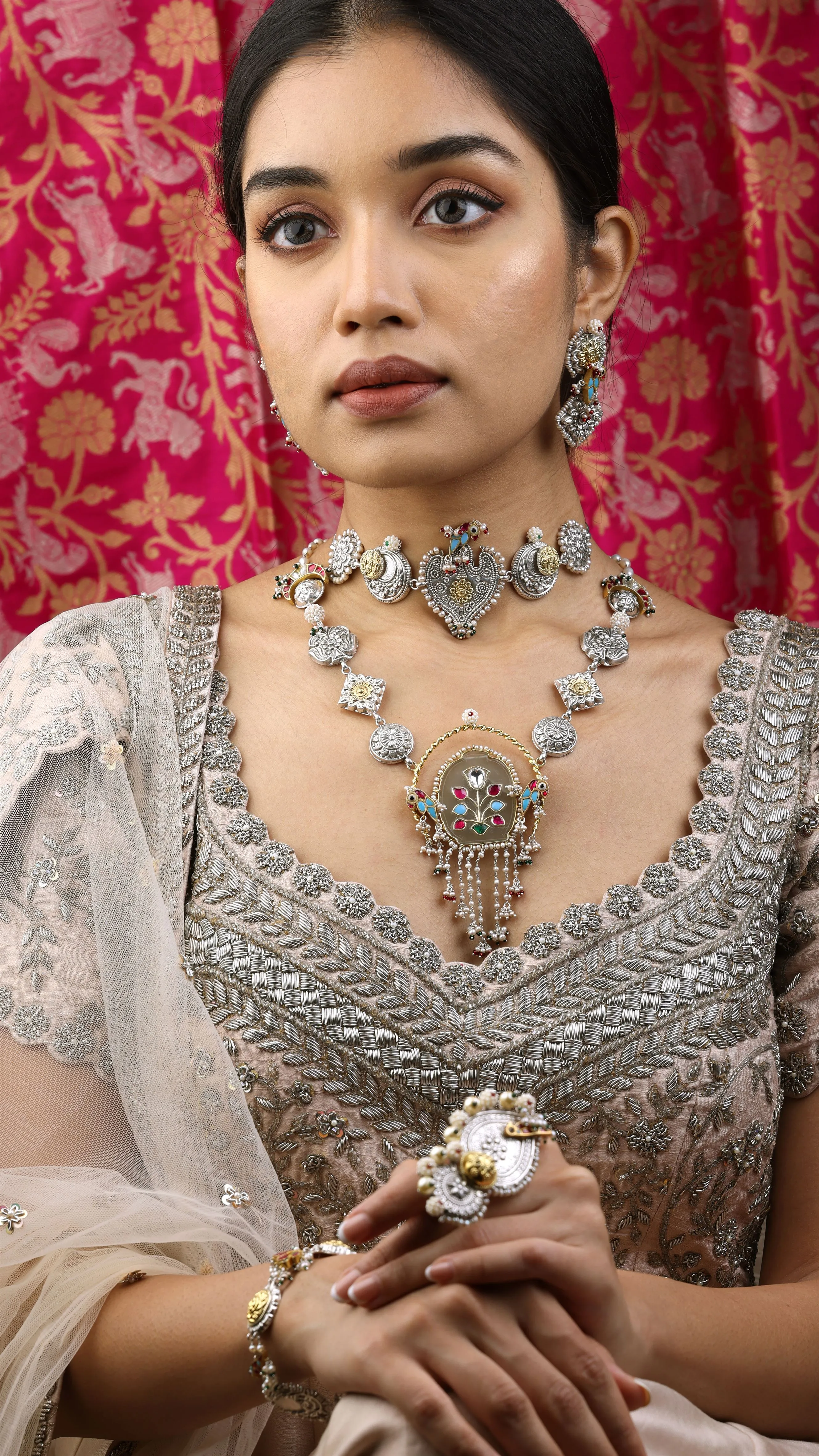 Sheetal Zaveri   I   Roop Choker Hancrafted Earrings, Natural pearls used.  SZ-C4