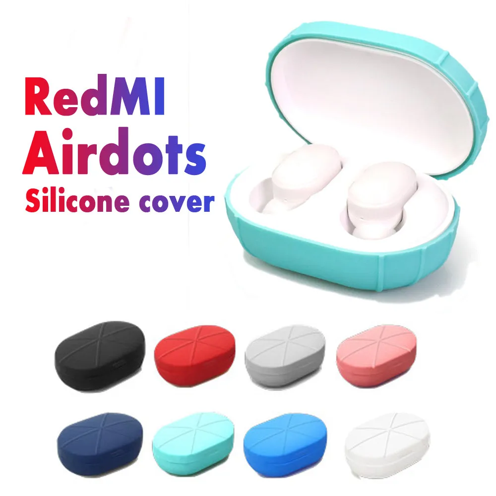 Silicone Case Protective Cover For Xiaomi Redmi Airdots TWS Bluetooth Earphone Headset Accessories Storage Shell gray