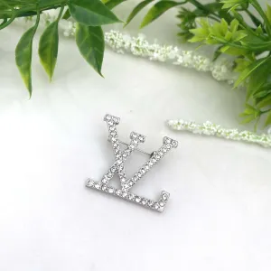 Silver LV Sparkly Brooch