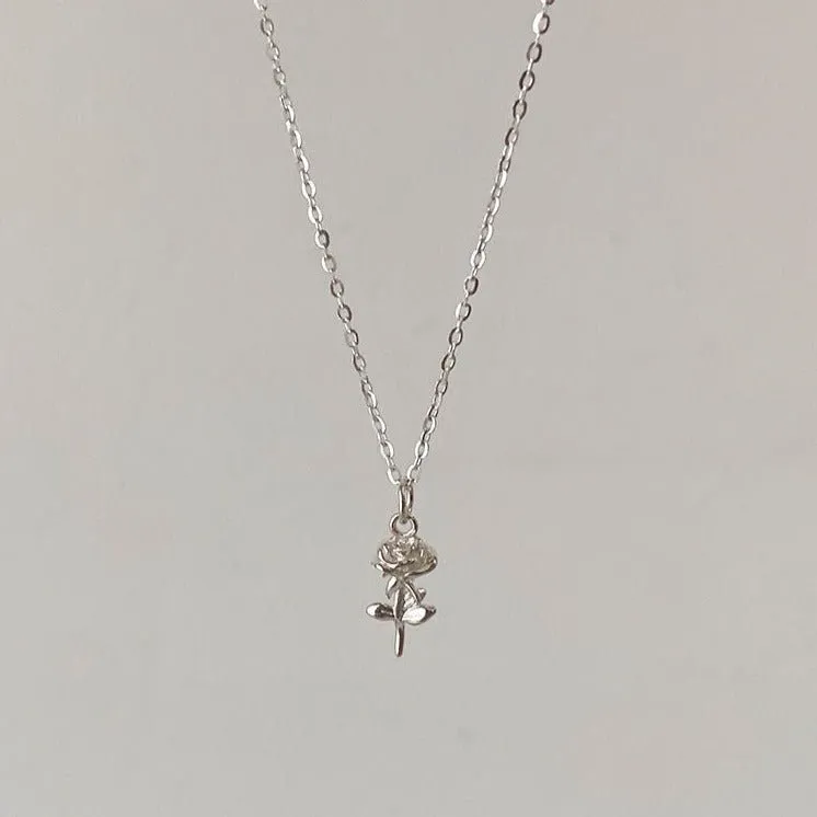 Silver Rose Necklace (Solid Silver)