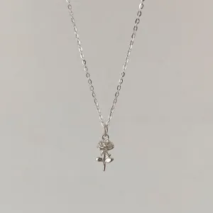 Silver Rose Necklace (Solid Silver)