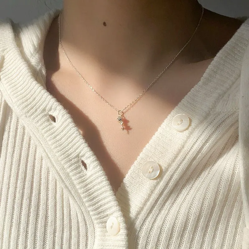 Silver Rose Necklace (Solid Silver)