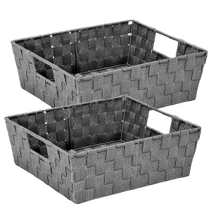 Simplify Shelf Woven Strap Tote Decorative Storage Basket