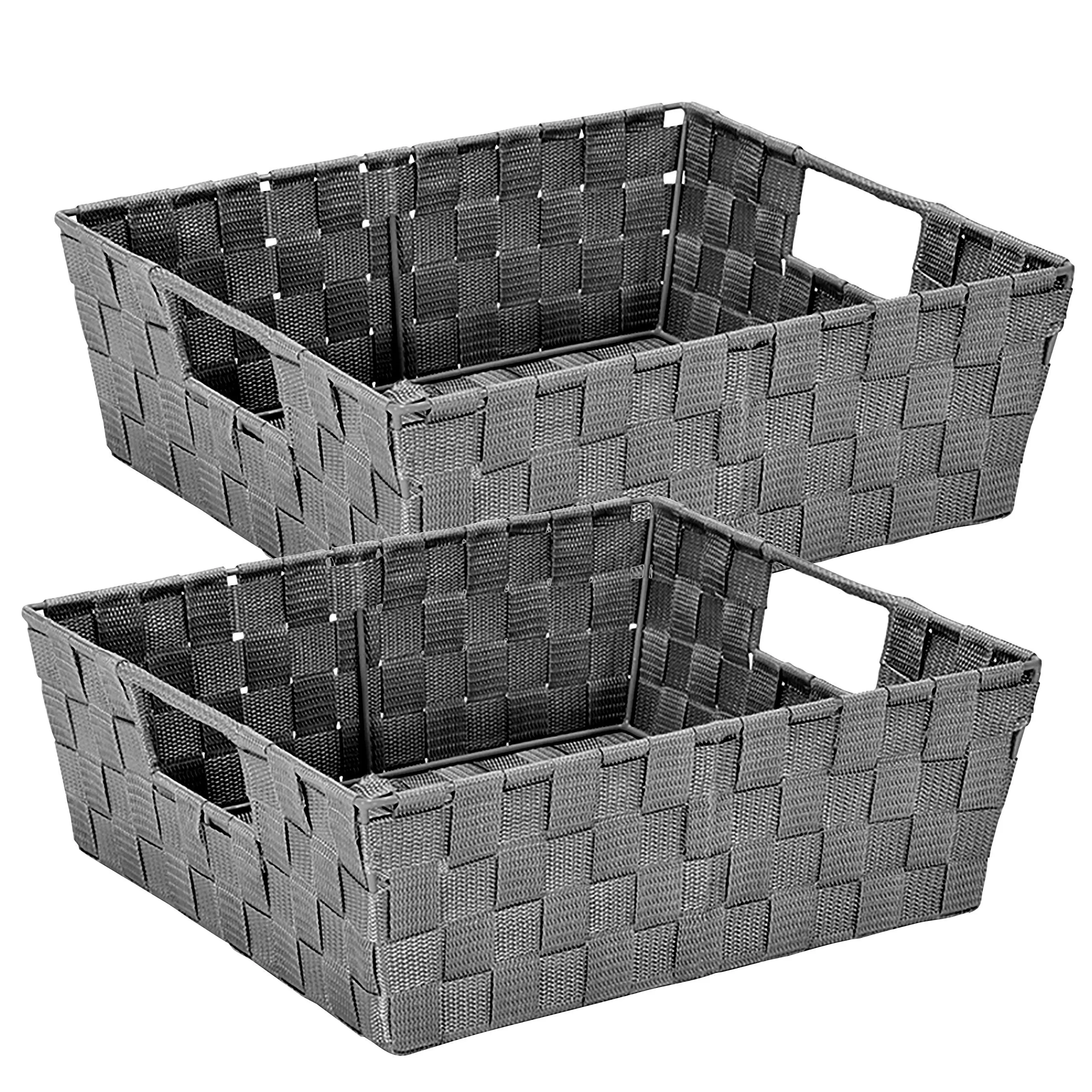 Simplify Shelf Woven Strap Tote Decorative Storage Basket
