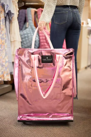 Simply Southern Rolling Tote Bag in Pink | 0124-BAG-ROLLTOTE-PINK