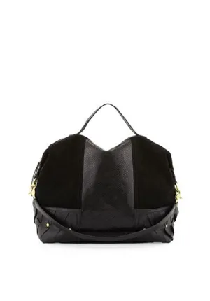 Snake-Embossed Taltha Suede Satchel Bag