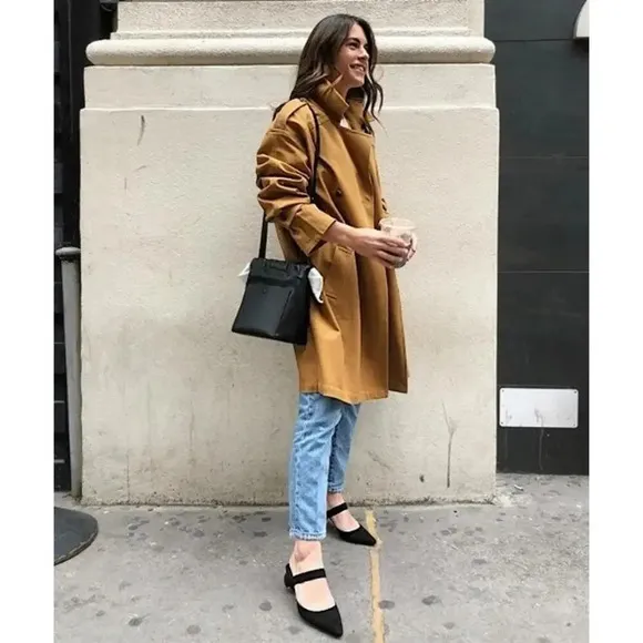Something Navy Easy Oversize Trench Coat Overcoat in Tan Bronze Camel Size M