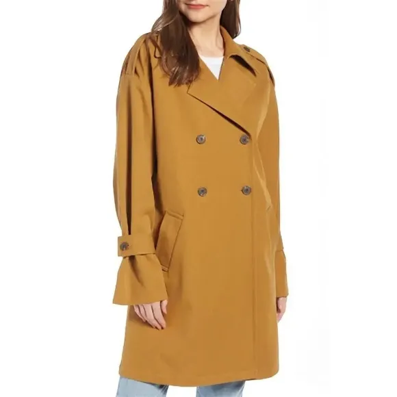 Something Navy Easy Oversize Trench Coat Overcoat in Tan Bronze Camel Size M