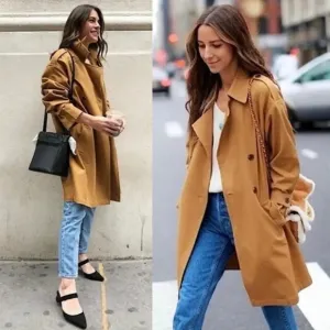 Something Navy Easy Oversize Trench Coat Overcoat in Tan Bronze Camel Size M