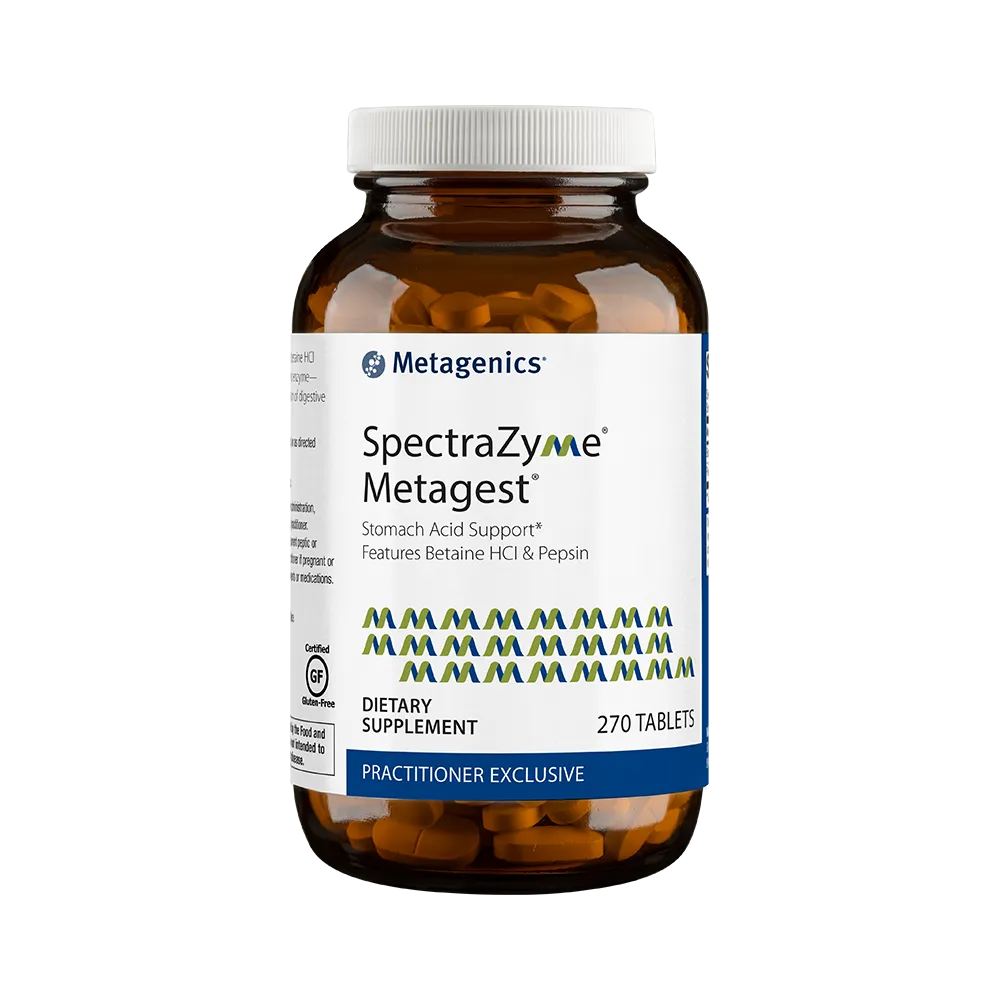 SpectraZyme® Metagest® (formerly Metagest) <br>Stomach Acid Support* Features Betaine HCl & Pepsin