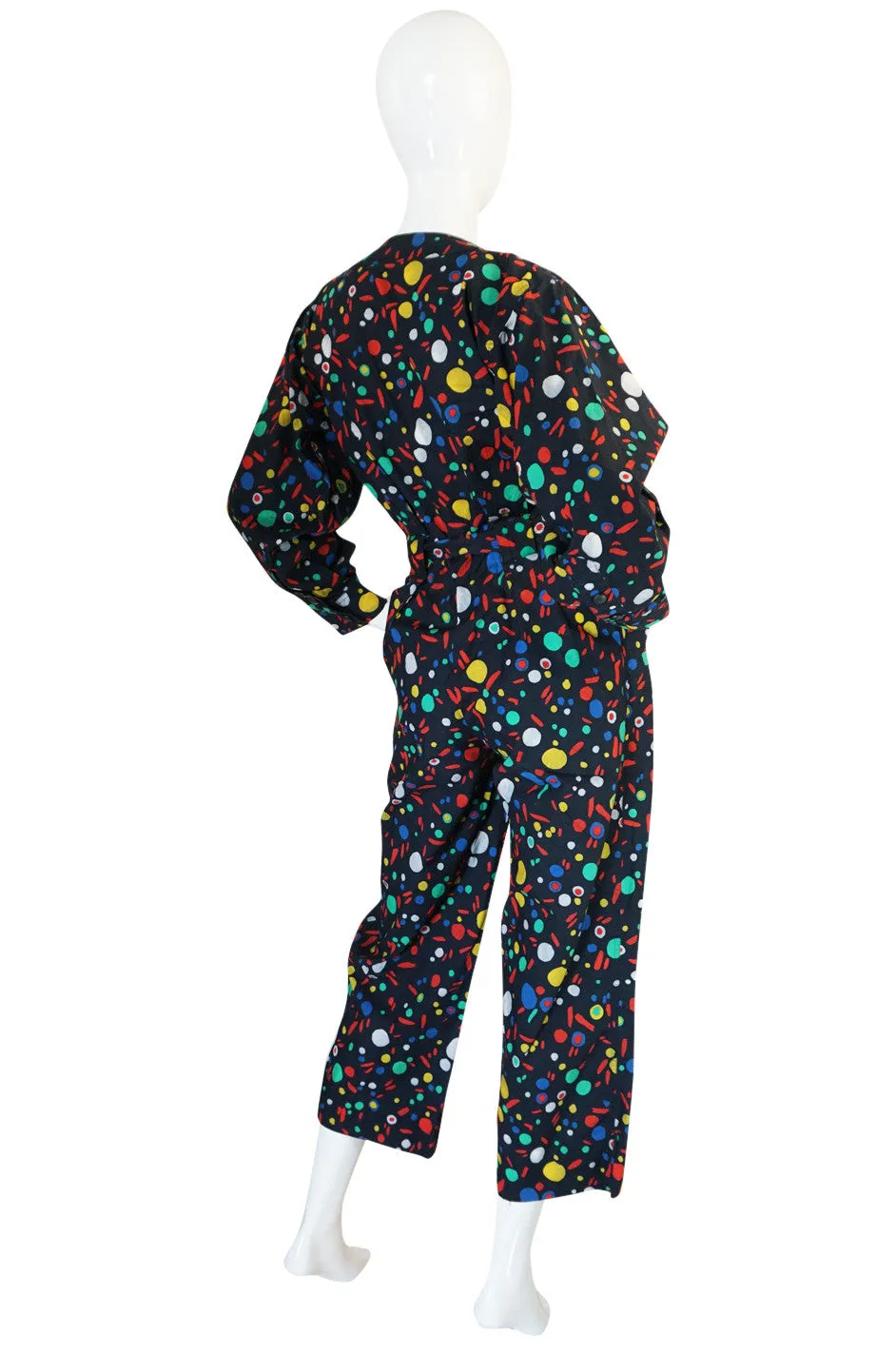 Spring 1985 Yves Saint Laurent Cotton Dot Print Jumpsuit