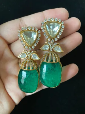 Sridevi Ch  Polki Designer Earrings Green