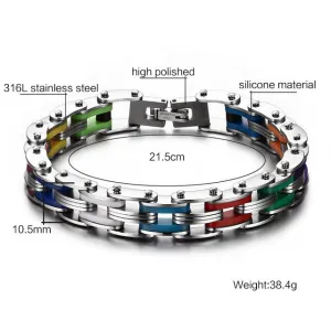 Stainless Steel Mix Color Biker Chain Bracelets