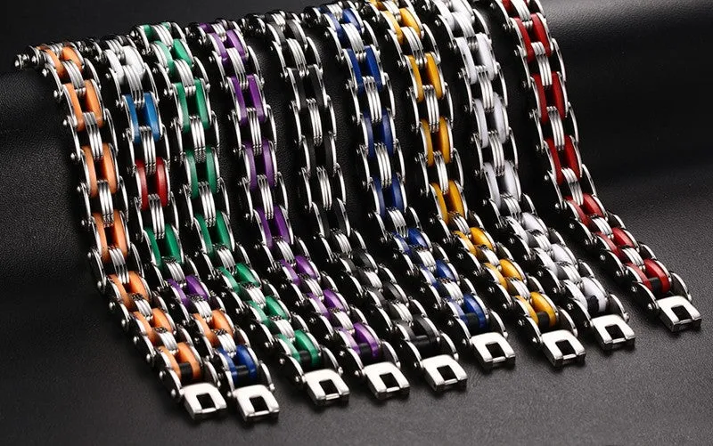 Stainless Steel Mix Color Biker Chain Bracelets