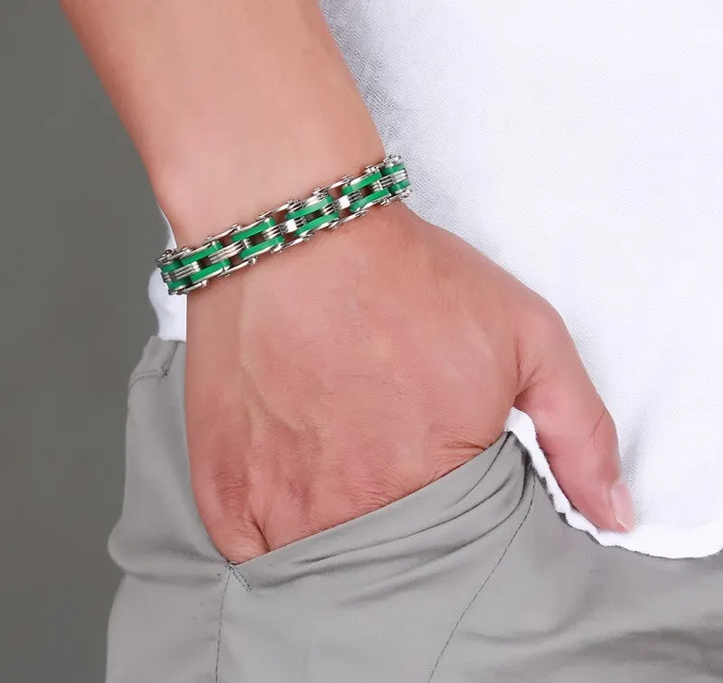 Stainless Steel Mix Color Biker Chain Bracelets