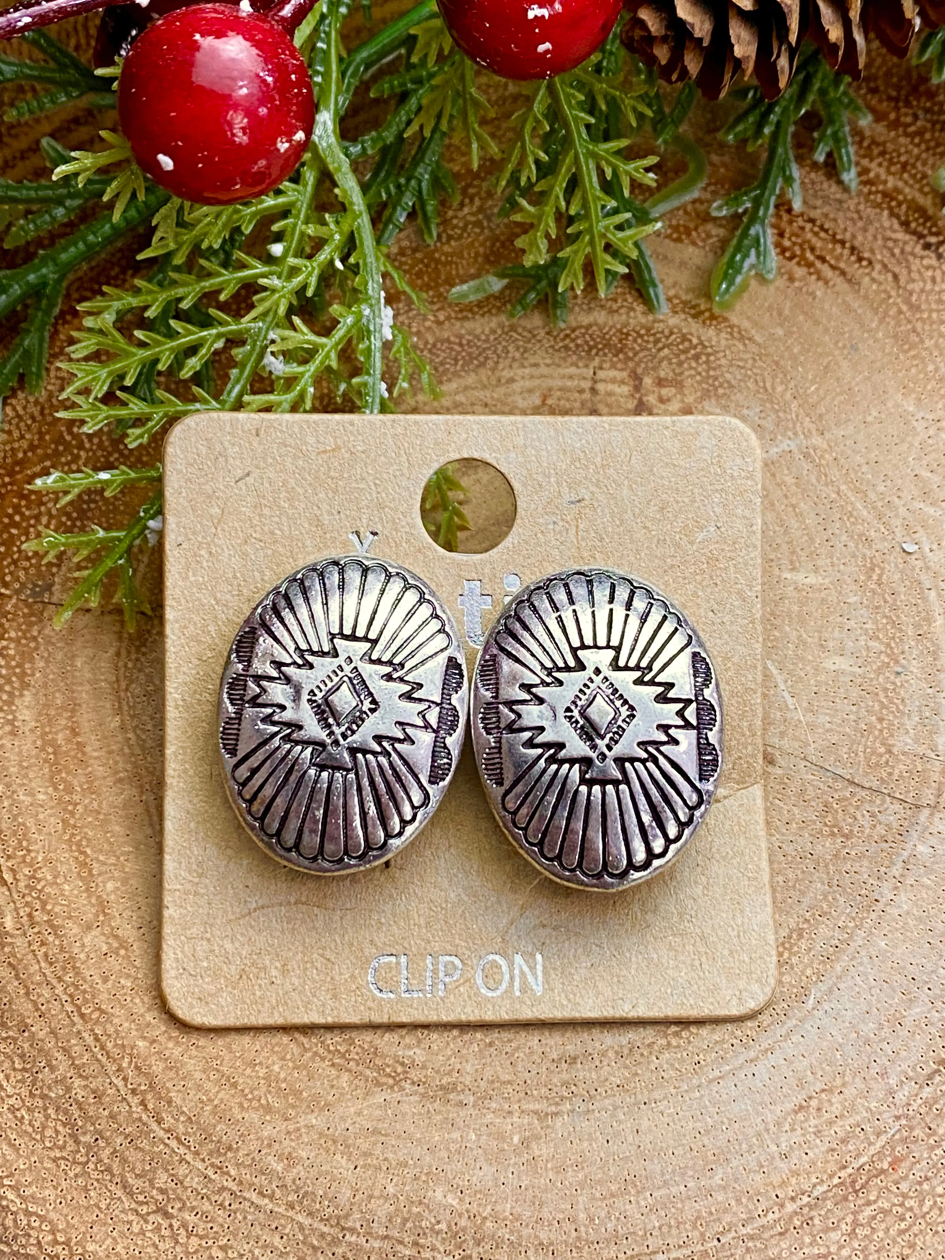 Stamped Clip Earrings