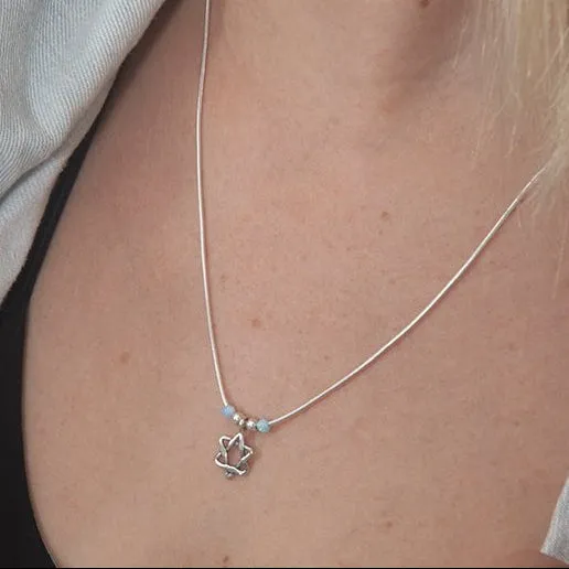 Star of David Necklace , Sterling silver necklace with blue opals