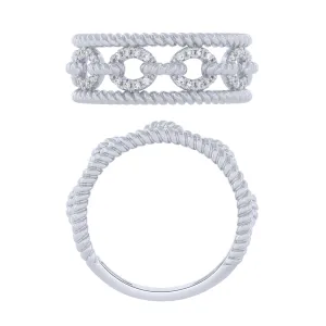 Sterling Silver 0.16Ctw Wide Fashion Ring
