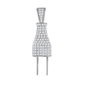 Sterling Silver  Round Cubic Zirconia CZ Two Pin Plug Cluster Charm Pendant
