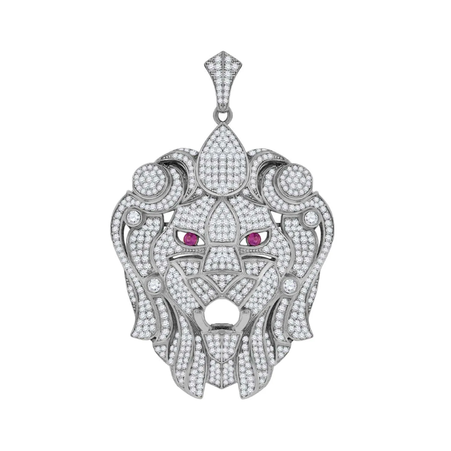 Sterling Silver Womens Round Cubic Zirconia CZ Animal Lion Face Cluster Fashion Charm Pendant