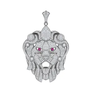 Sterling Silver Womens Round Cubic Zirconia CZ Animal Lion Face Cluster Fashion Charm Pendant