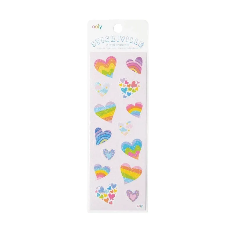 Stickiville Stickers - Rainbow Hearts (Holographic Glitter)