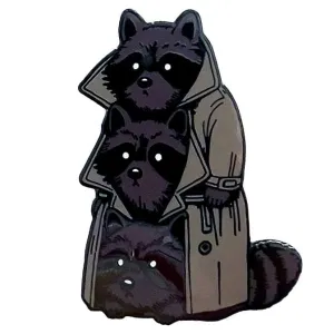 Strike Gently Co 3 Racoons in a Trenchcoat Pin