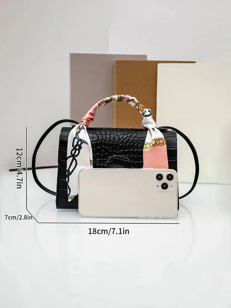 Summer PU Leather Tote with Scarf