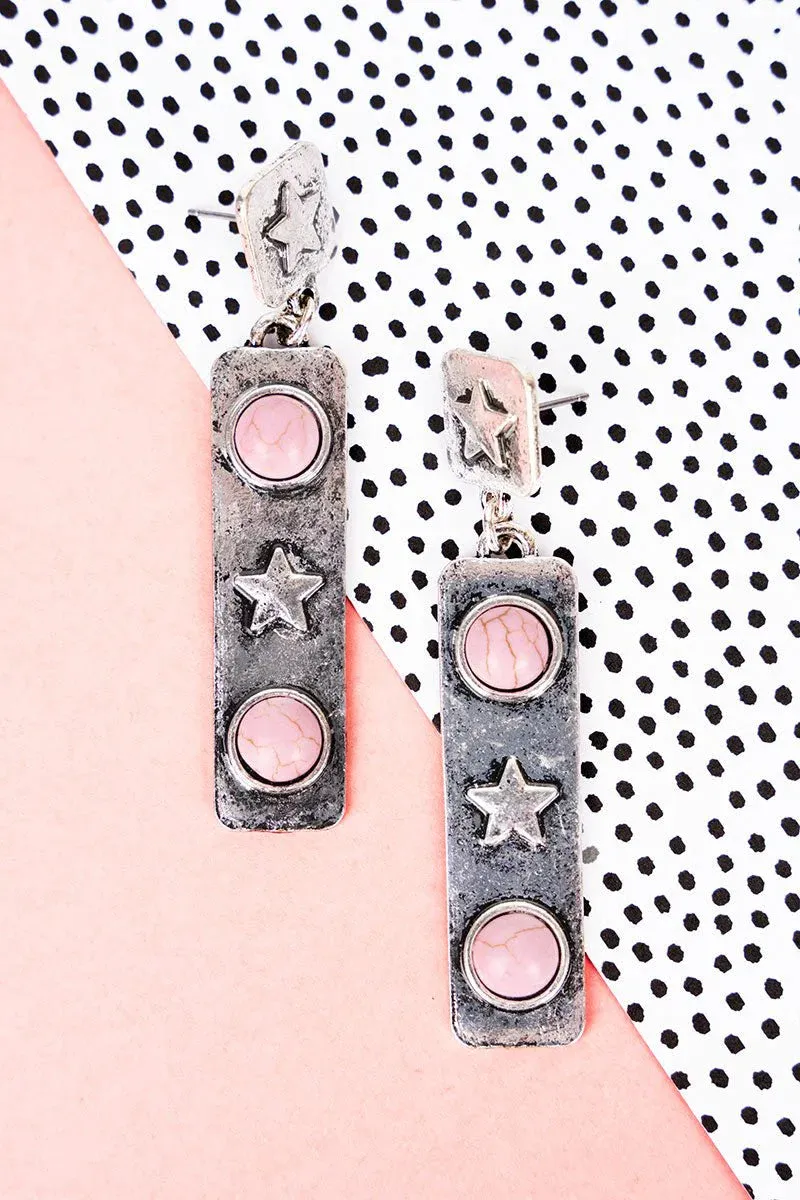 Superstar Stamped Bar Earrings
