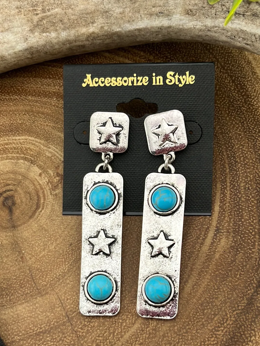 Superstar Stamped Bar Earrings