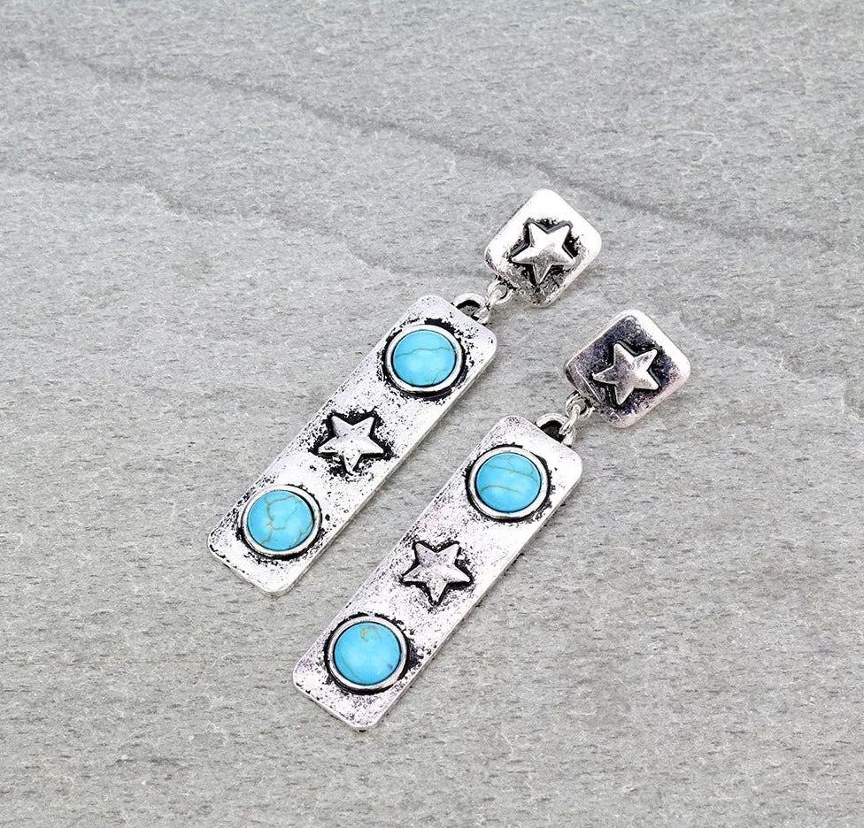 Superstar Stamped Bar Earrings