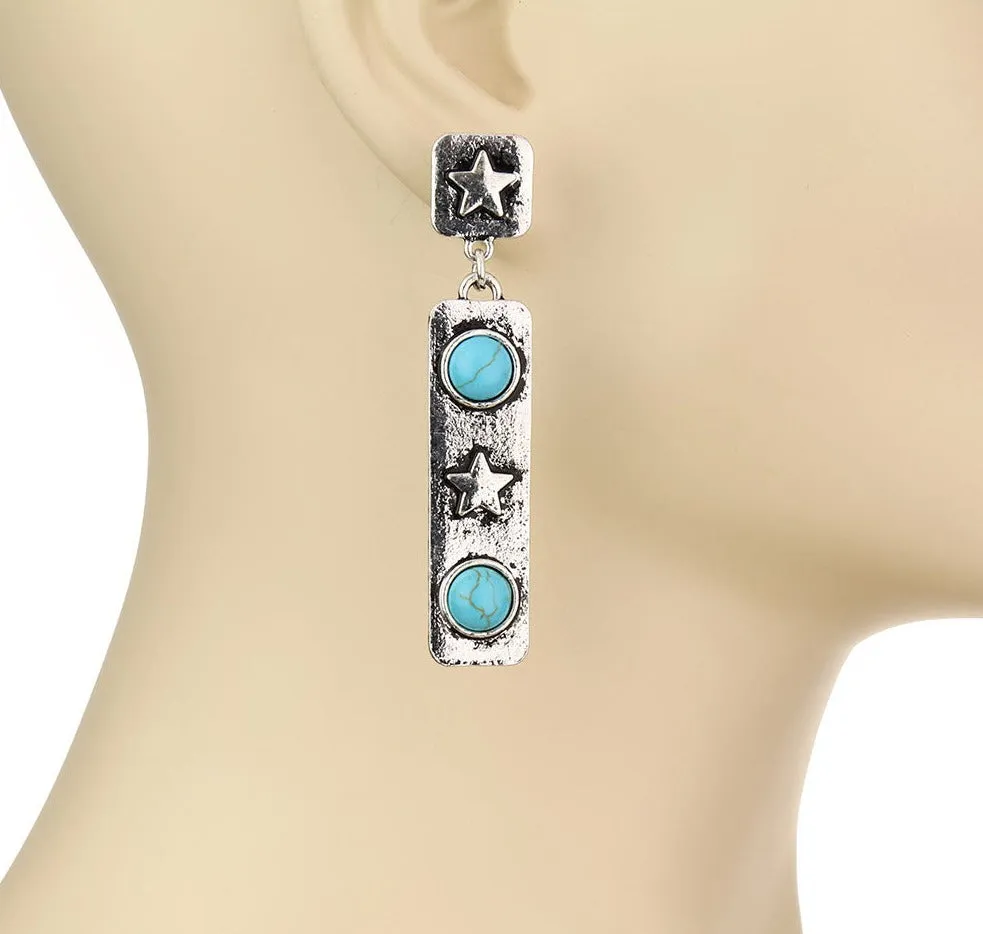 Superstar Stamped Bar Earrings