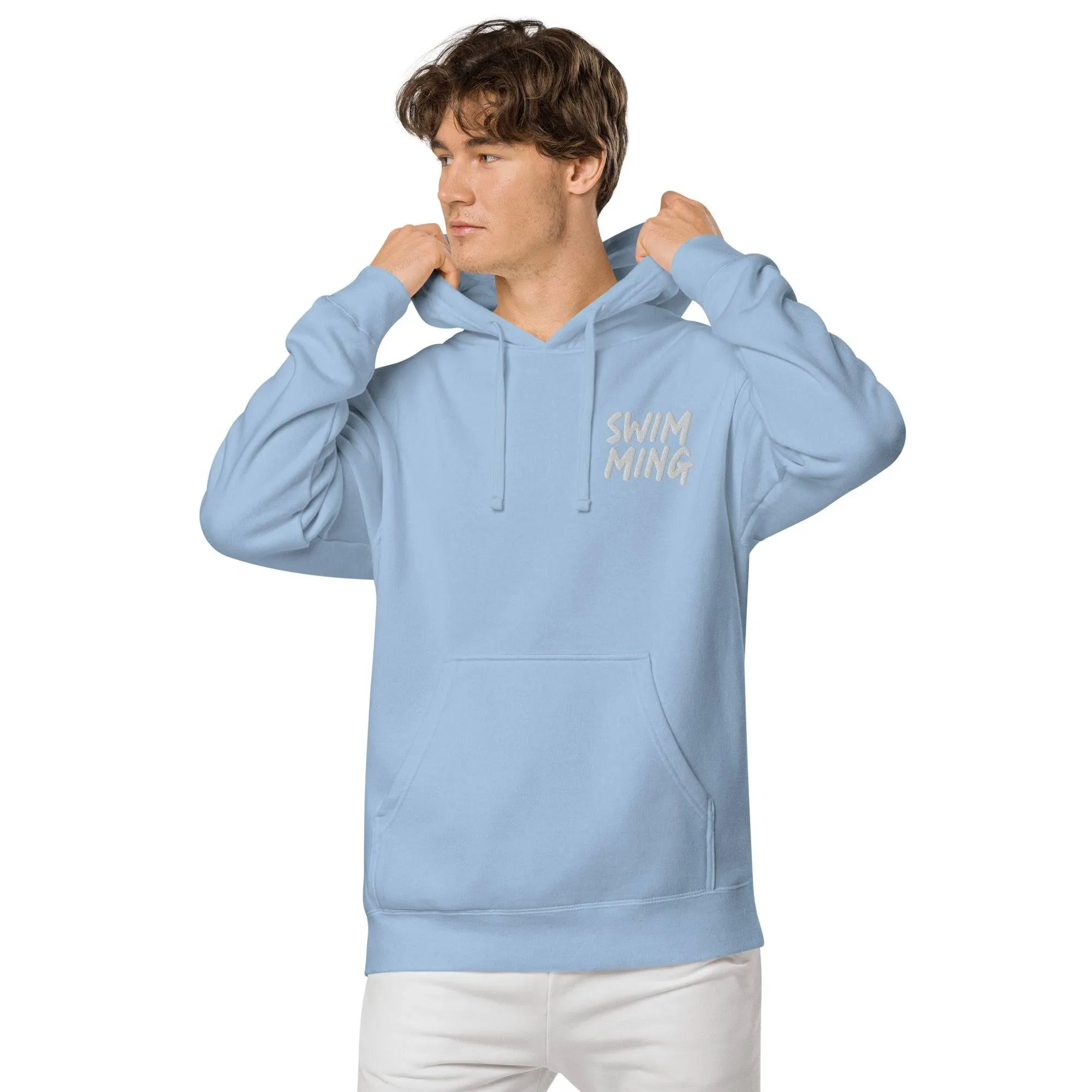 Swimming Premium Heavyweight Pigment-Dyed Embroidered Hoodie