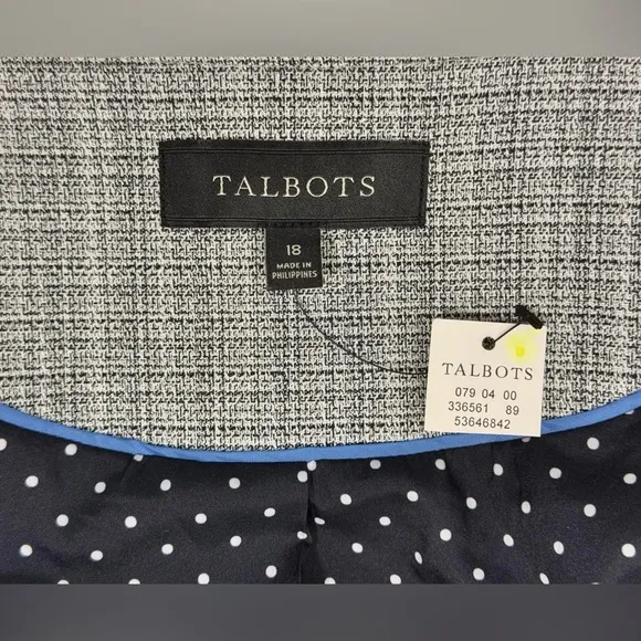 TALBOTS White &amp; Black Westport Tweed Open Front Blazer Jacket - Women’s Size 18