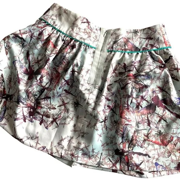 Ted Baker London Dragonfly Mini Skirt Women's Sz 2 Designer Preppy Party NWT