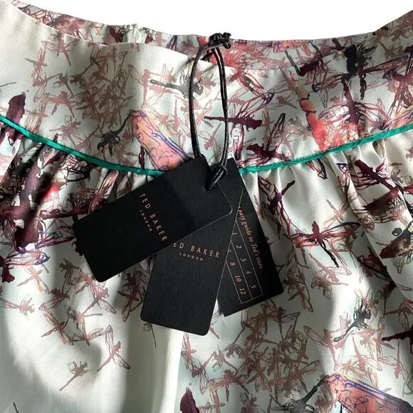 Ted Baker London Dragonfly Mini Skirt Women's Sz 2 Designer Preppy Party NWT