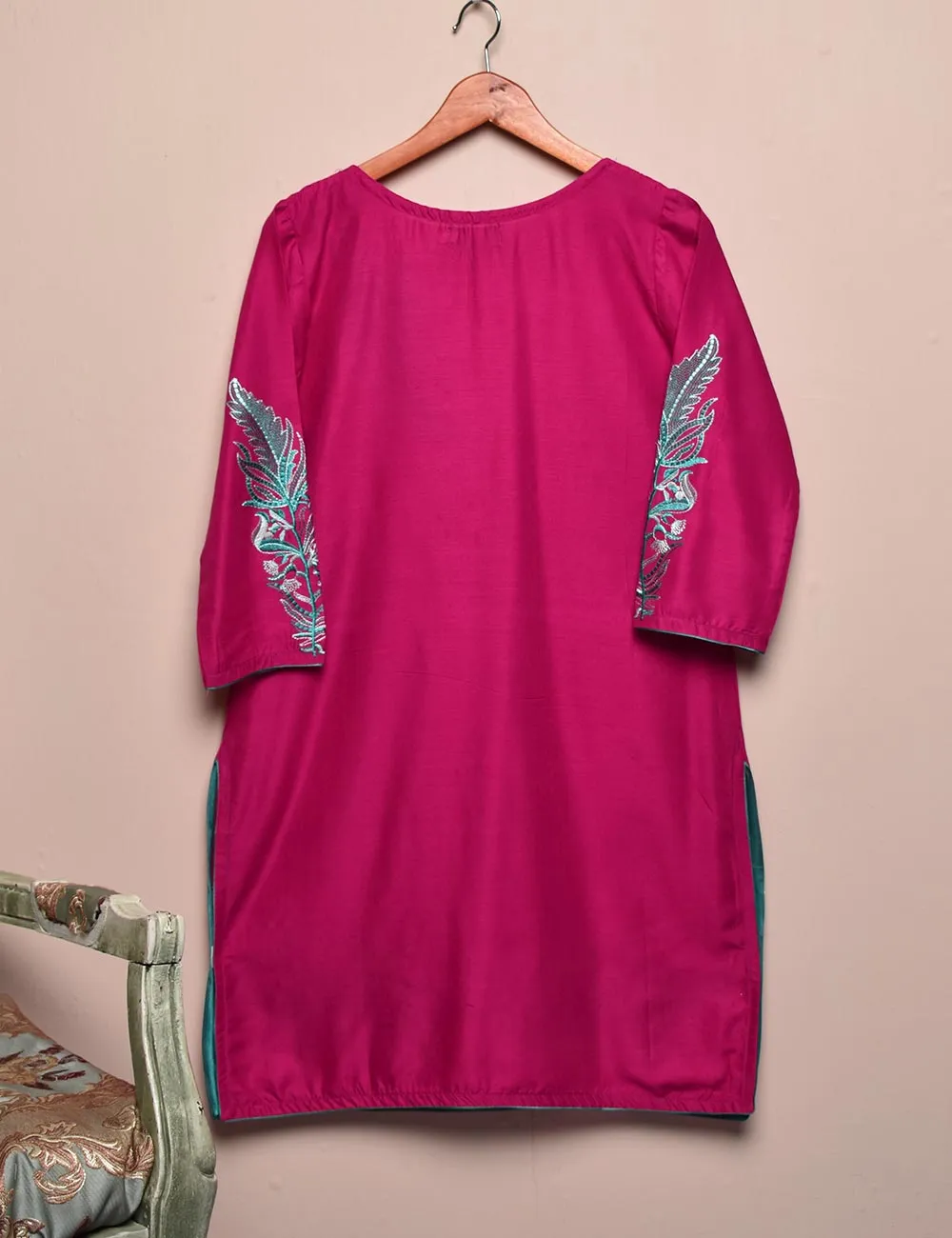 Tehwaar Winter Linen Embroidered Stitched Kurti - Aesthetics (TW-02A-Fuchsia)