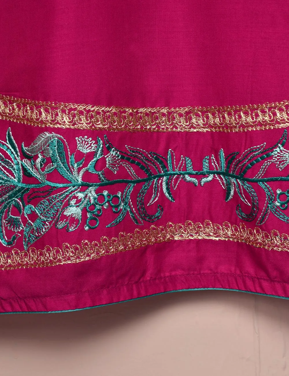 Tehwaar Winter Linen Embroidered Stitched Kurti - Aesthetics (TW-02A-Fuchsia)